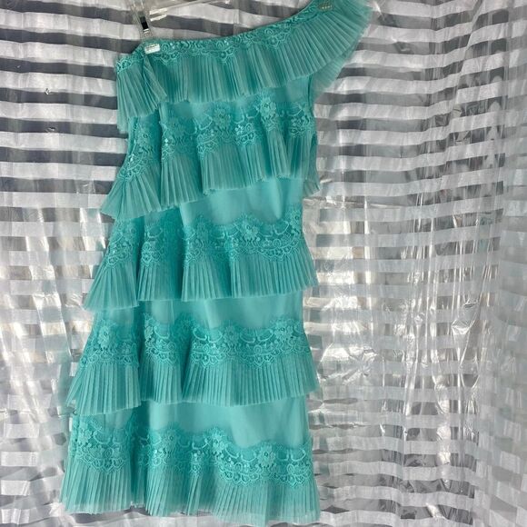 Maxandcleo Mint Green One Shoulder Tier Lace Dress - Picture 1 of 6